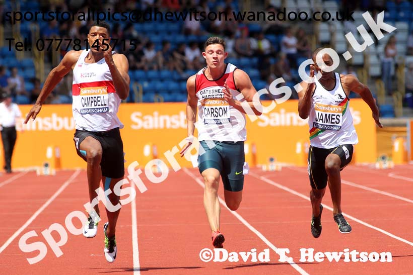 Mens 100 metres, Sainsbury's British Champs, Alexander Stadium, Birmingham. Photo: David T. Hewitson/Sprts for All Pics